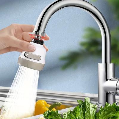 Aeratore per rubinetto da cucina girevole a 360 gradi, getto regolabile a 3 modalità - Attacco per rubinetto a risparmio idrico con opzioni di getto a doccia, a impulsi e misto