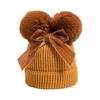 Double Ball Bow Cross-border Preferred Baby Hat Yarn Children's Hat Thickened Baby Hat Children's Knitted Hat