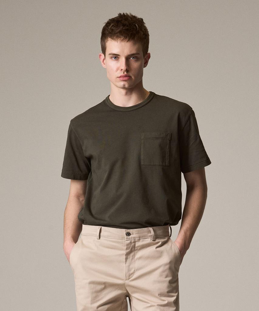 Laijeuaenbillou Garment-Dyed Everyday Cotton T-Shirt Olive (Relaxed Fit)