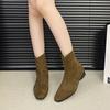 Retro Versatile Solid Color Simple Square Head Thick Heel Thin Boots Women's 2025 Autumn and Winter New Versatile Short Boots Fashion Short Boots