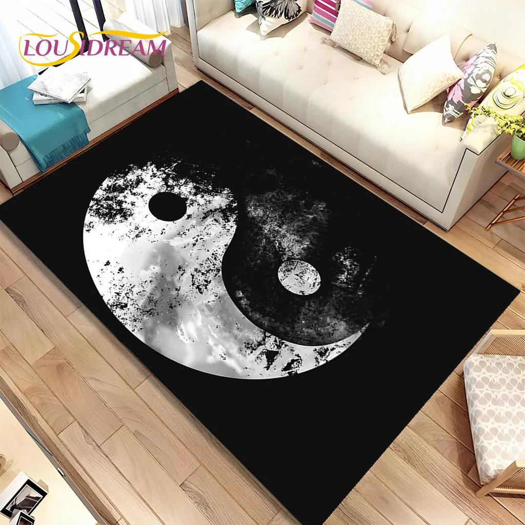 Chinese Tai Chi Bagua Yin Yang  Area Rug,Carpet Rug for Home Living Room Children Bedroom Sofa Doormat Decor,Non-slip Floor Mat