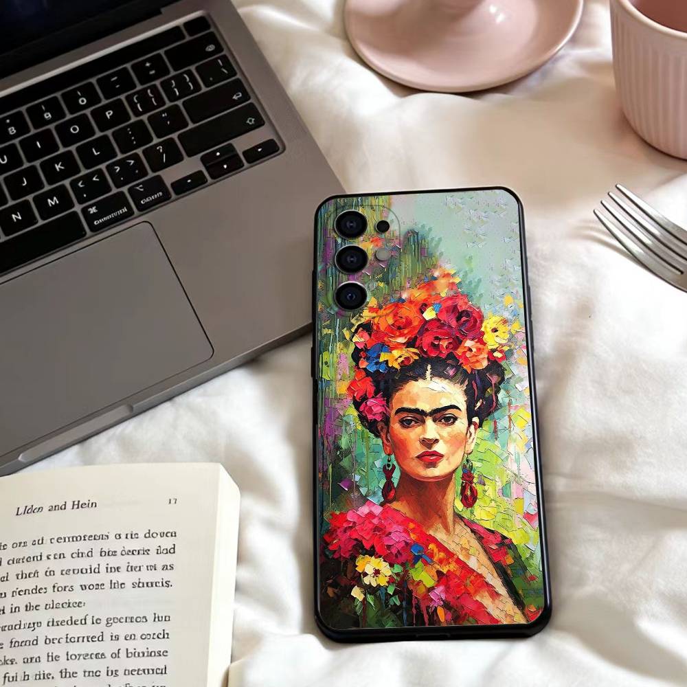 Pouzdro na telefon Art F - Frida Kahlo pro Samsung S25, 24, 23, 22, 30, 21, 10, 9, Ultra, Plus, Lite, FE, 4, 5 G, měkké černé
