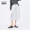 High street casual workwear style half skirt, fashionable pleated high waisted A-line skirt