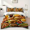 Hamburger Fried Chicken Fast Food Digital Printed Bedding Set Sofy Cozy Duvet Cover King Queen Twin Single Size Bithday Gift
