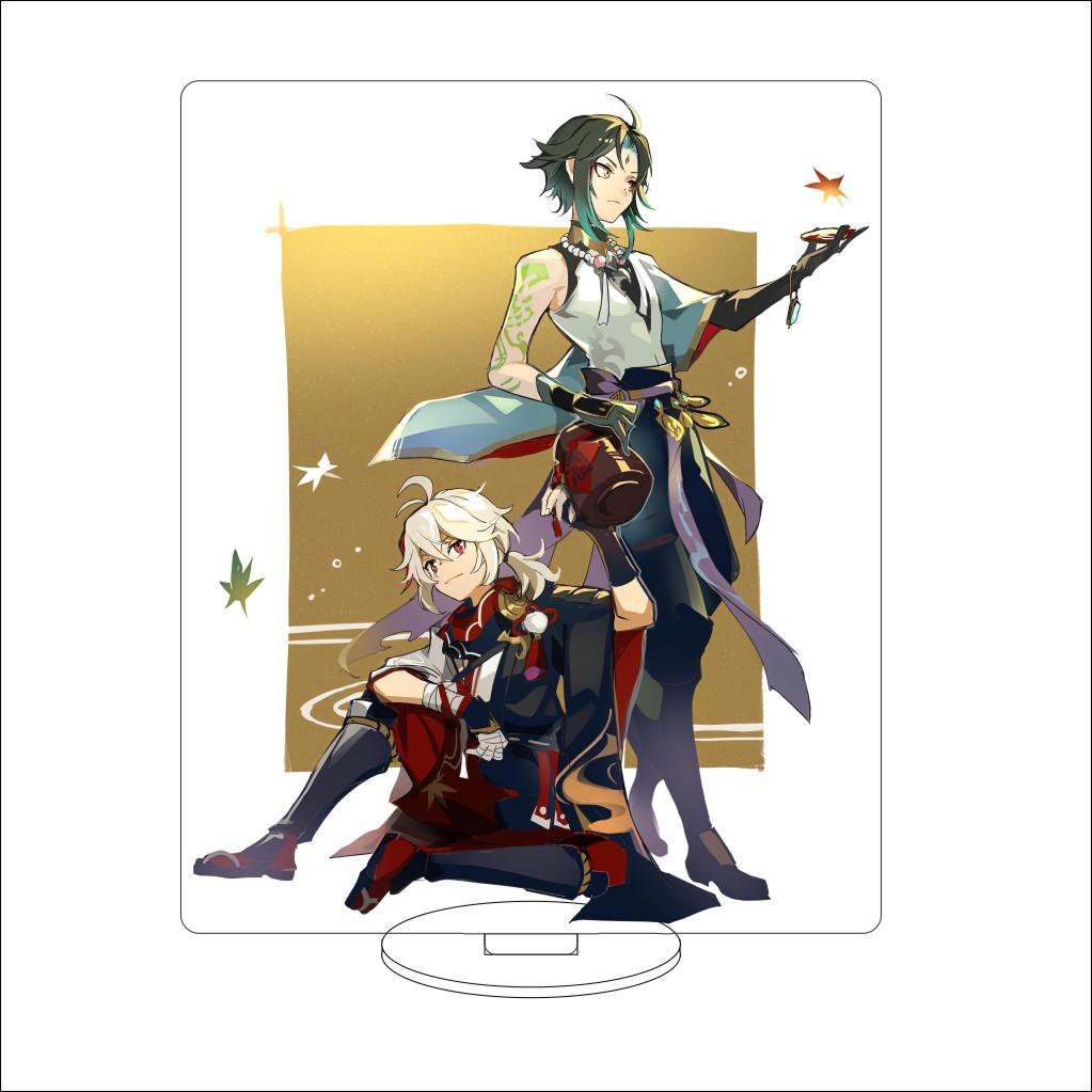 16CM Anime Genshin Impact Figure Stand Model Kaedehara Kazuha Cute Desk Decor Standing Sign Gifts