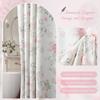 Pink And Sage Green Floral Vintage Shower Curtain,Cottage Core Cotton Shower Curtains For Bathroom,72Wx72H