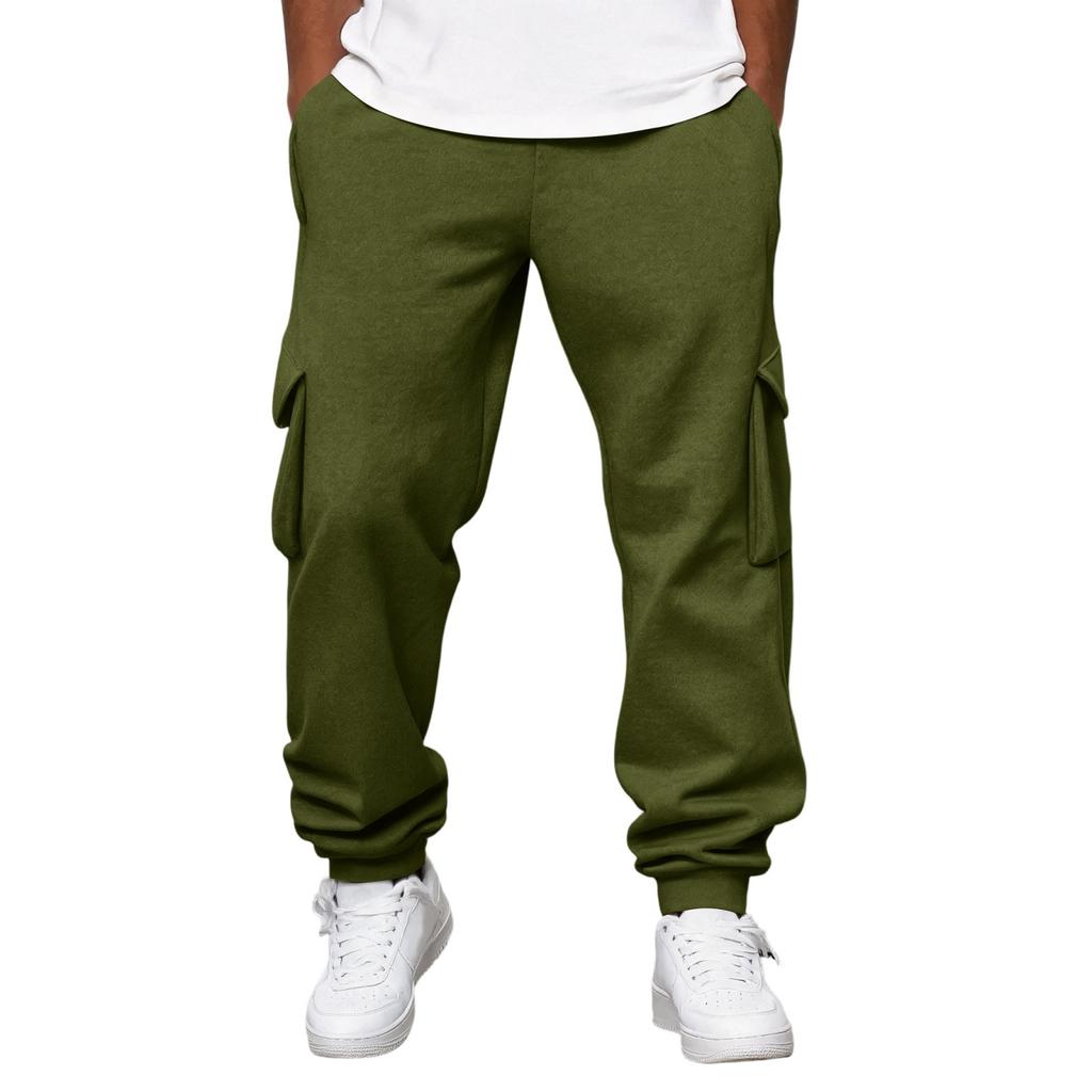 Herren Cargo Jogginghosen mit elastischem Bund und Kordelzug, schmal zulaufende lässige Hosen