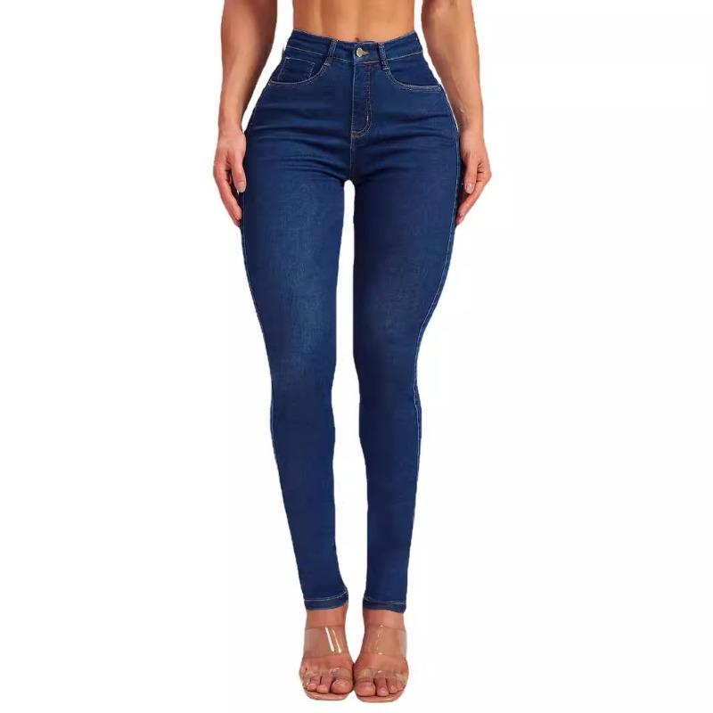 European and American Spring Slim Fit Skinny Pants Elastic High Waist Jeans Women's Trousers