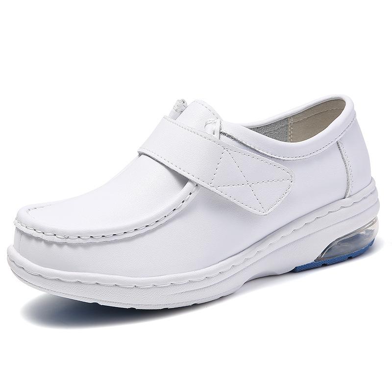 

Женская обувь из натуральной кожи, мягкая подошва, слипоны, белые, на танкетке, повседневная женская обувь, удобная, теплая, модная, рабочая обувь для медсестер 38 белый