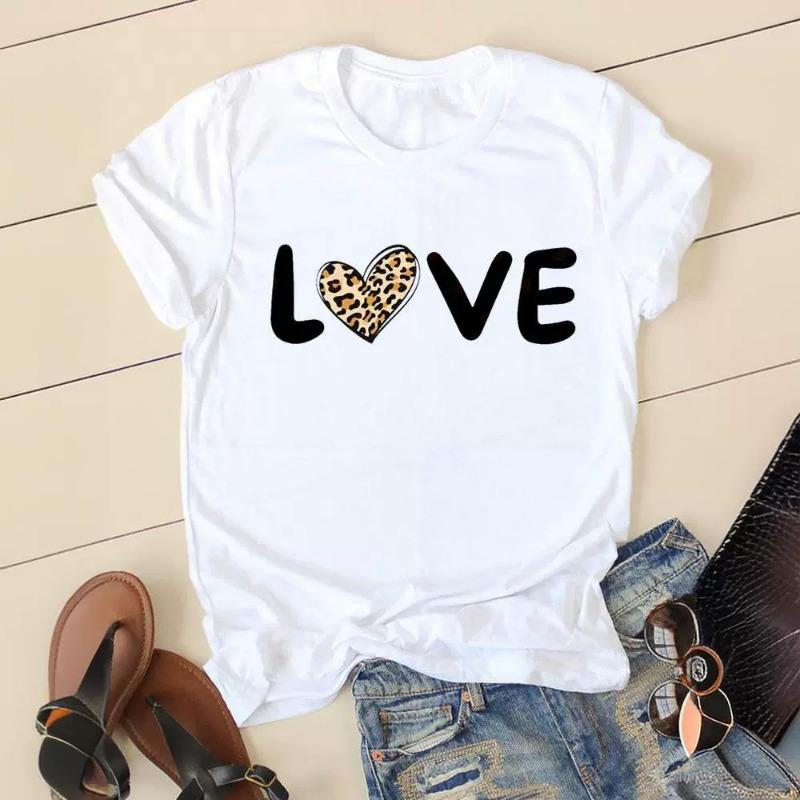 Love Simple Printed European and American Clothing Shirt Short Sleeve T-shirt Tops Oversized T Shirt Women Clothes