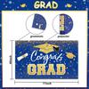 Graduation Party Decorations - Blue Gold Congrats Grad Class of 2025 Backdrop Banner Large Sign Wall Decorations Photography Background Party