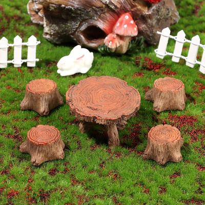 Miniature Stools Table Mini Bench Park Chair Figurines Micro Landscape Fairy Garden Decor Dollhouse Ornament Party Decor Gift