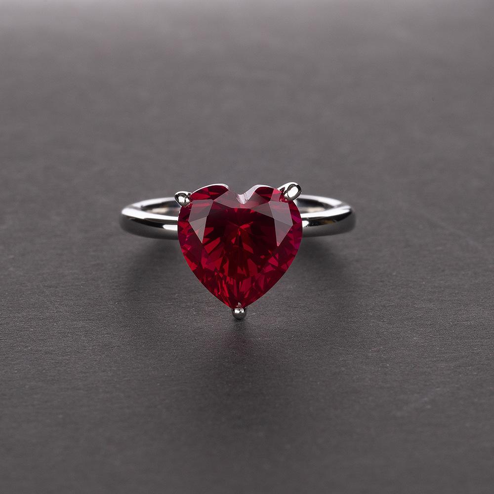 

Ювелирные изделия Tansized10*10, простое кольцо с синтетическим бриллиантом в форме сердца, относятся к женским изысканным ювелирным изделиям из стерлингового серебра S925 высокого класса. 9 красный