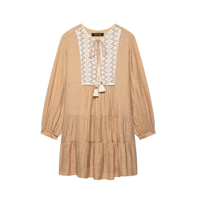 Kaslead New Women clothes Western Style Fashion Chest Embroidery Decoration Mini Dress 3897093