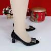 Pointed Thick Heel Commuter Soft Leather Work Shoes Spring New Comfortable Not Tired Feet Fashionable Versatile Single Shoes Women