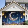 Romantic Starry Sky Theme,EID Al Adha Background Cloth with Crescent Moon,Mosque,Lantern Design,Festive Party Celebrations