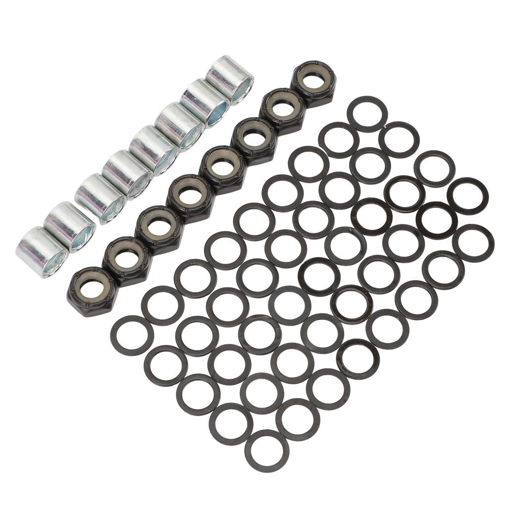 56PCS Skateboard Truck Hardware Kit Iron Spacers Axle Nuts and Speed Rings for Skateboard and Longboard