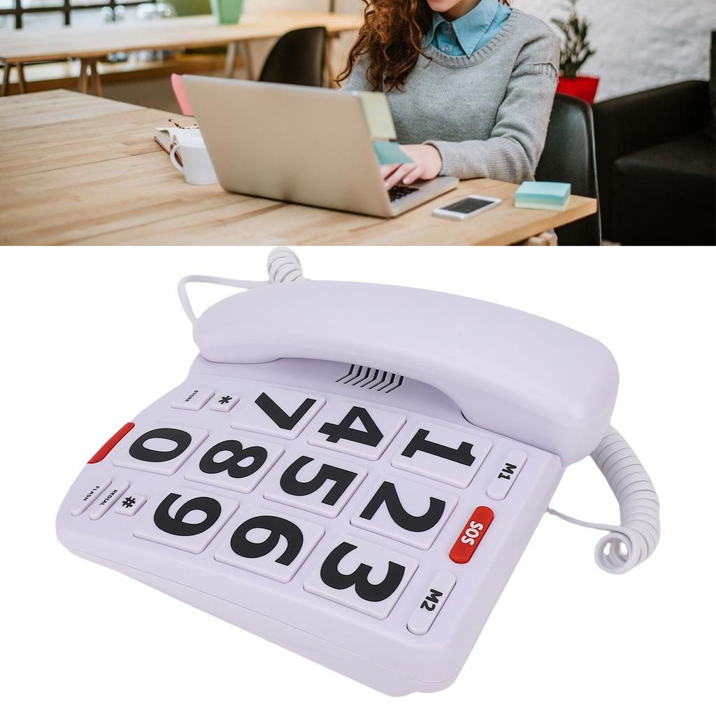 Large Button Phones One Touch Dialing Adjustable Ringing Tone and Handset Volume Large Key Wired Telephone with Photo Memory Corded Phone