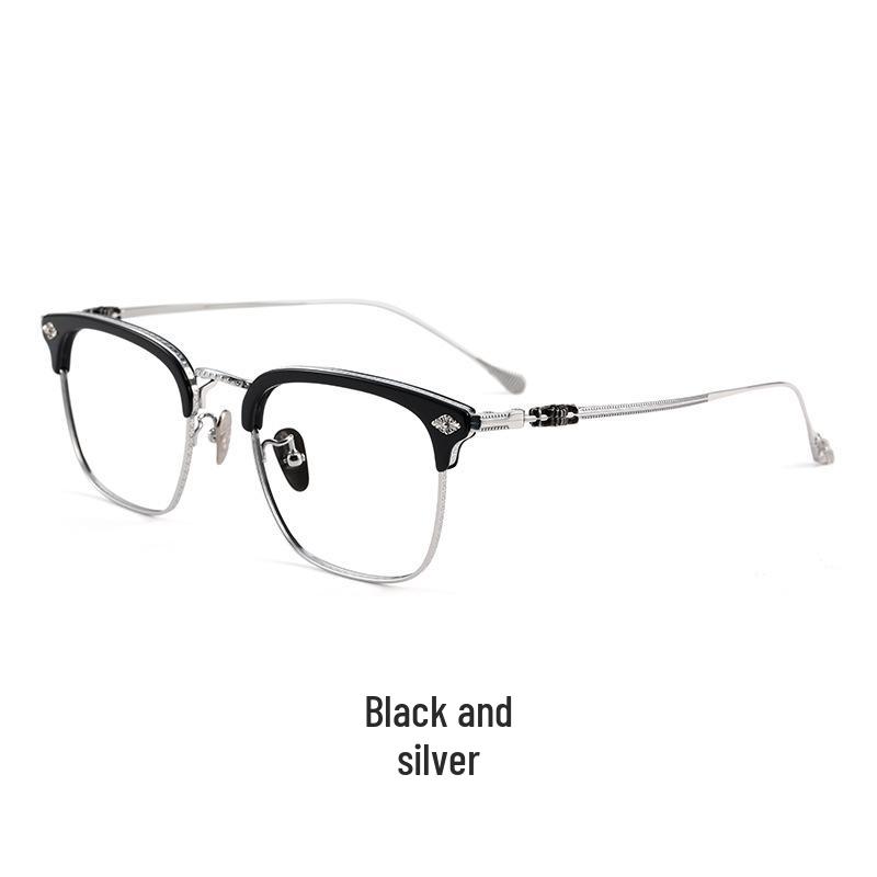 Pure Titanium Retro Square Tortoiseshell Eyeglasses Frame for Myopia