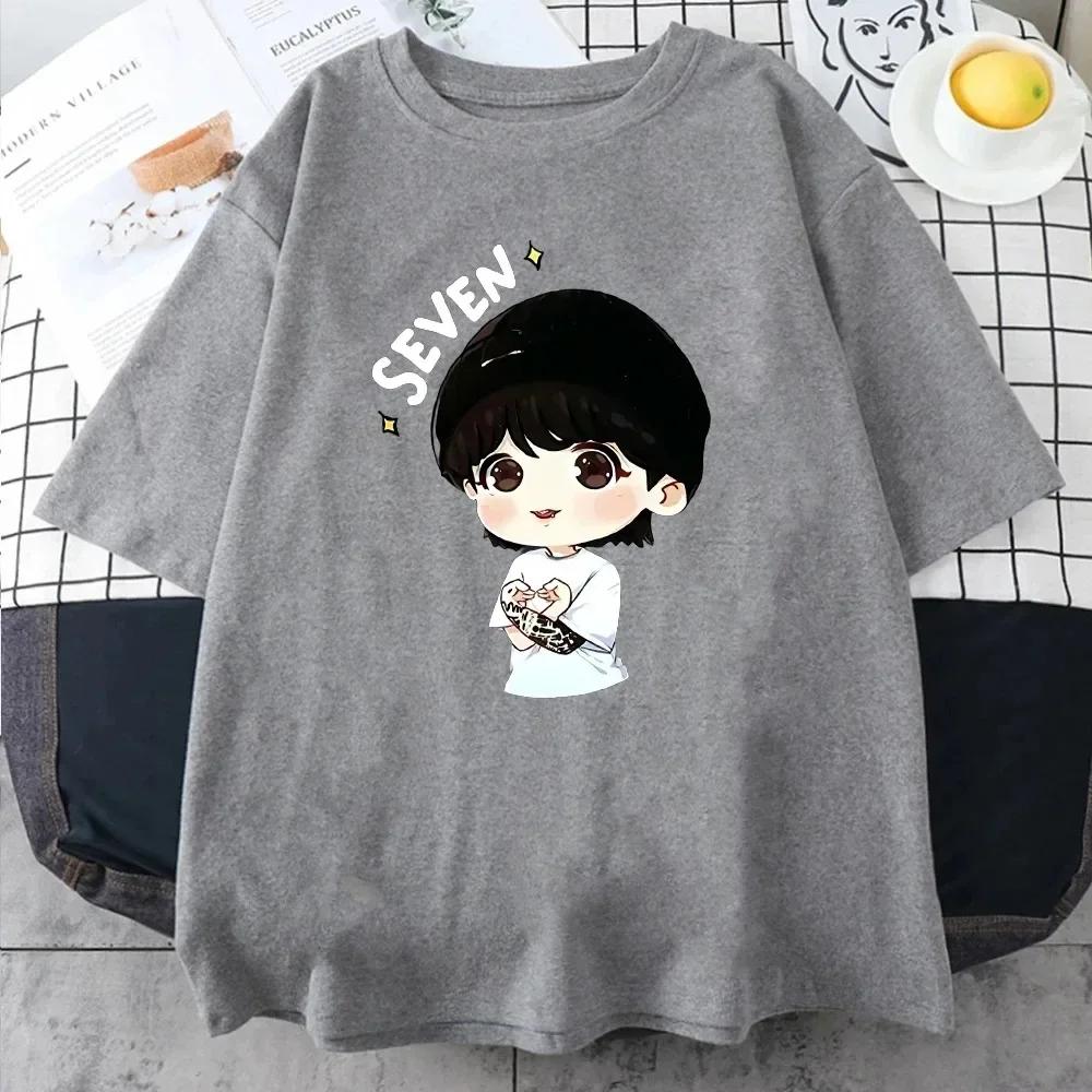 JungKook Seven T-shirt Harajuku WoMen's Aesthetic Fun Kawaii Short Sleeved Unisex Casual Sports Print T-shirt  Women Clothing