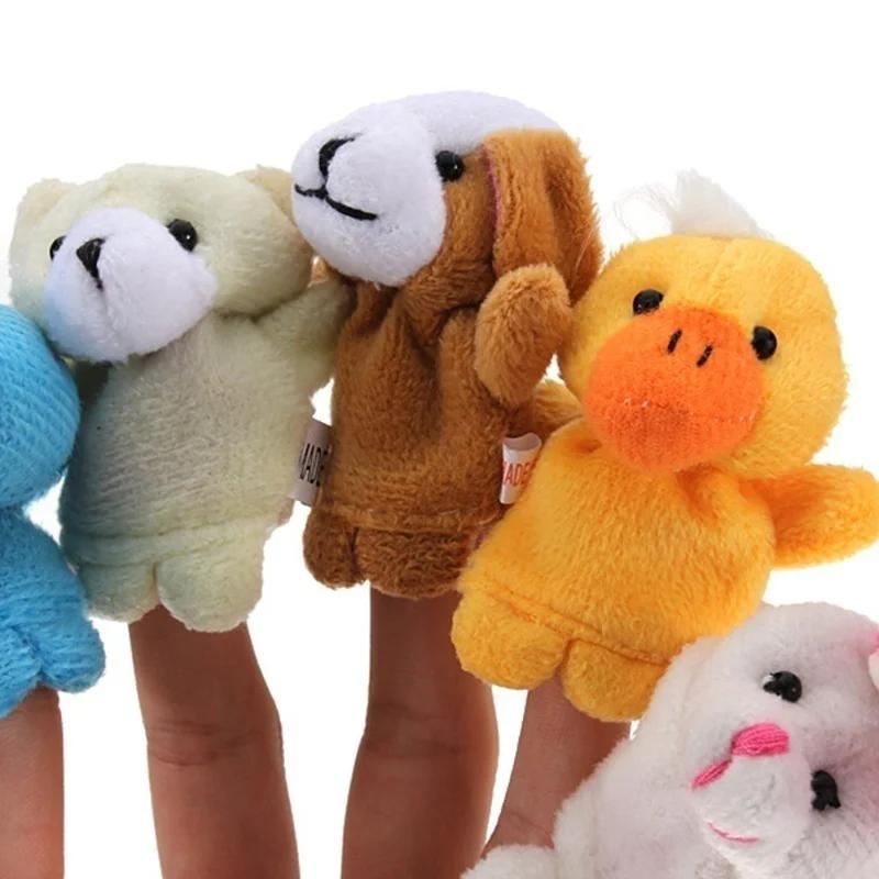 10 Pcs Cartoon Biological Animal Finger Puppet Plush Toys Dolls Child Baby Favor Mini Decoration Room Accessories
