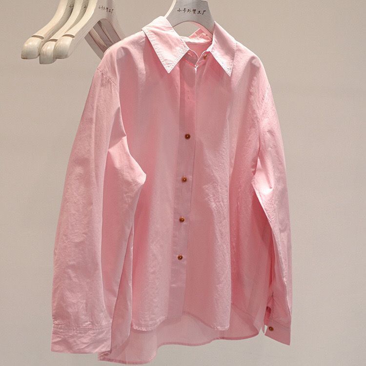

Women s Solid Color Long Sleeved Shirt Women s Spring Shirt Loose Summer Sun Protection Shirt 3XL рожевий