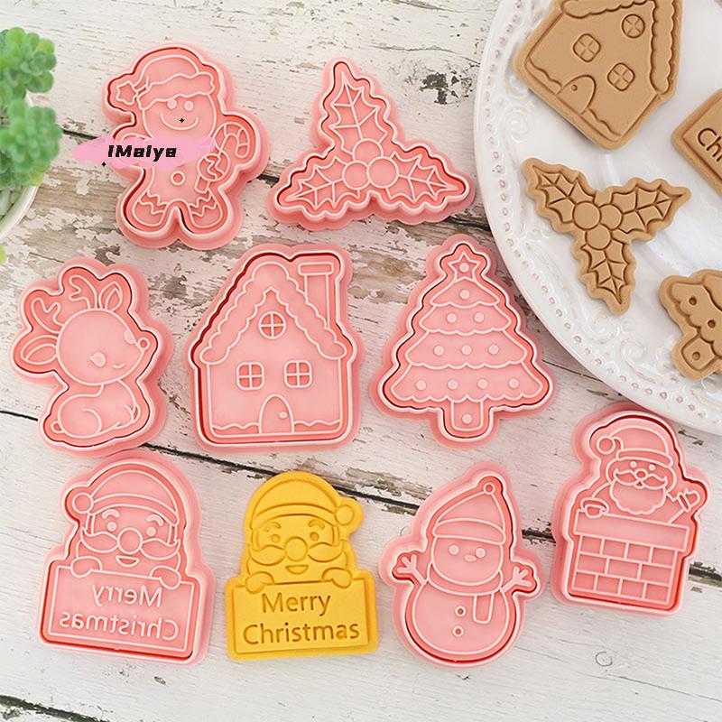 8Pcs 3D Christmas Cookie Cutters Set Holiday Shapes with Santa Christmas Tree House Deer - Christmas Party Decoration Cutters