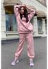 2023 Women's Fashion Solid Color Hooded Sweatshirt & Casual Two-Piece Set for Autumn/Winter