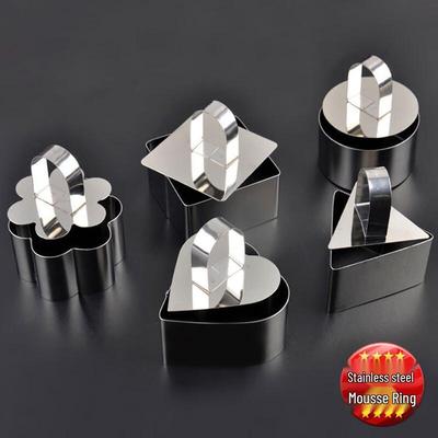 Set de Anillos de Mousse y Cortadores de Galletas de Acero Inoxidable Mansou con Empujador