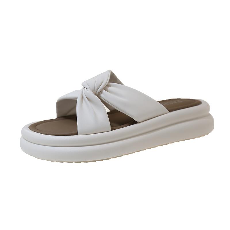 Internet celebrity muffin bottom platform slippers women's summer fashion cross 2025 wear cool slippers go out new beach slippers