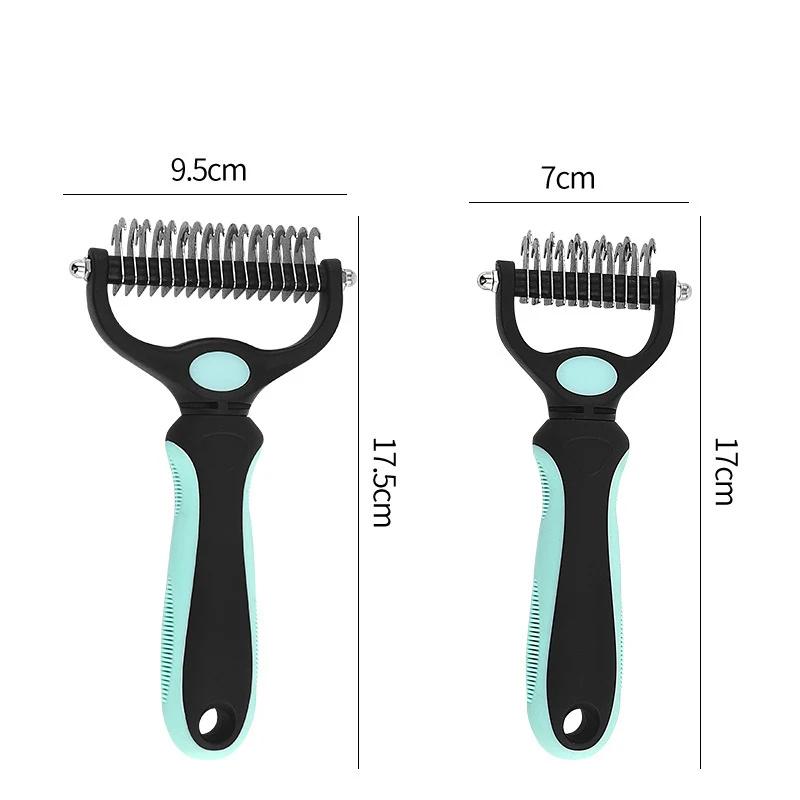 

Pet Deshedding Brush Dog Hair Remover Stainless Steel Knot Cutter Cat Grooming Comb Tool 1PCS 7x17 cm зелёный