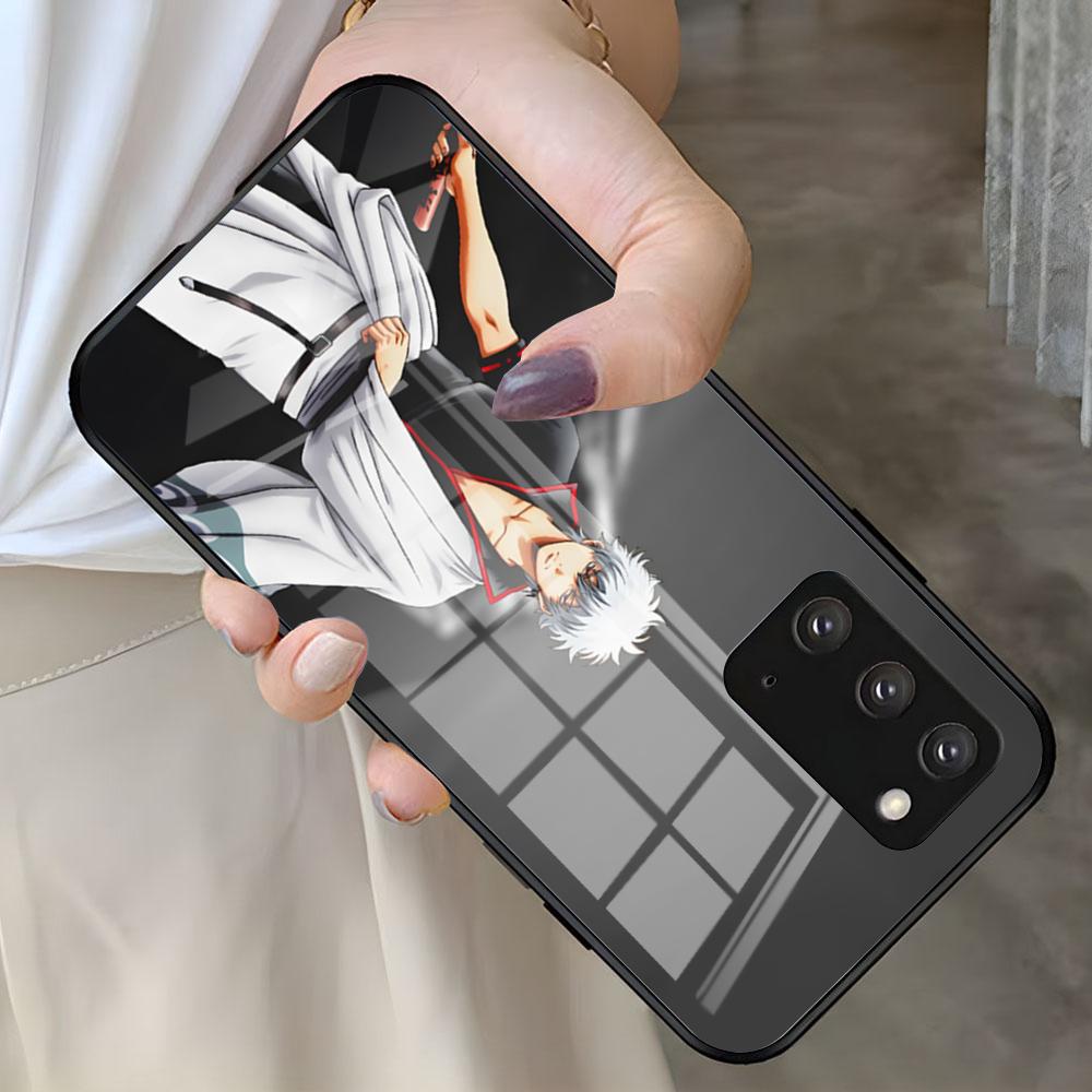 Чехол для телефона с аниме G-Gintama для Samsung S26 S25 S24 FE S23 S22 S21 Plus S20 Ultra Note20Ultra Черный стеклянный чехол Galaxy S25