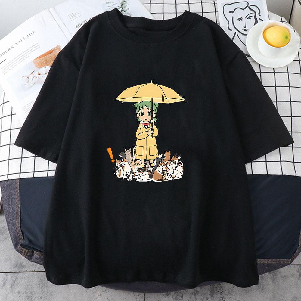 

AzuUnisexga Daioh Yotsuba Tshirts WomenUnisex Open An Umbrella Cats Tshirts Kawaiicute 100 Cotton T Shirts Summer Casual Prevalent 4XL