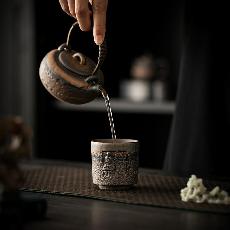 Retro Gold-plated Iron Glaze Dunhuang Cup Tea Cup Master Cup Ancient Early-fired Handmade Ceramics Tea Cup Kung Fu Tea