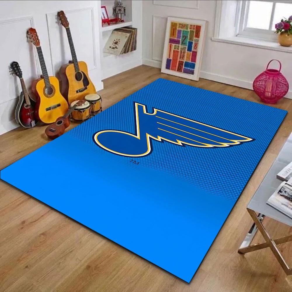 Blue Music Note Logo On Textured Background Patterned Carpet, Non Slip Mat Suitable for Living Room and Bedroom Sofas