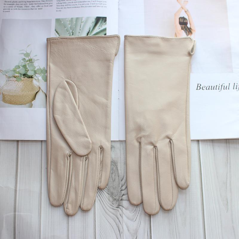 New Ladies Sheepskin Touch Screen Gloves Single Leather Thin Unlined Classic Solid Color Versatile Straight Driving Gloves