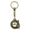 Cat Dog Rabbit Cute Pets Trio Antique Bronze Metal Keychain Best Seller Gift for Animal Lovers