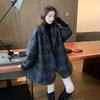 Winter Korean Overcoat Women Vintage Woolen Loose Coats Female Double Breasted Turn-down Collar Overcoat