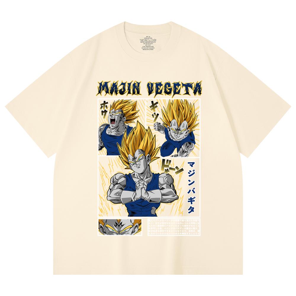 230 Gsm 100% Cotton Dragon Ball V45 Majin Vegeta Print Unisex Heavy Cotton T Shirt XS абрикосовый