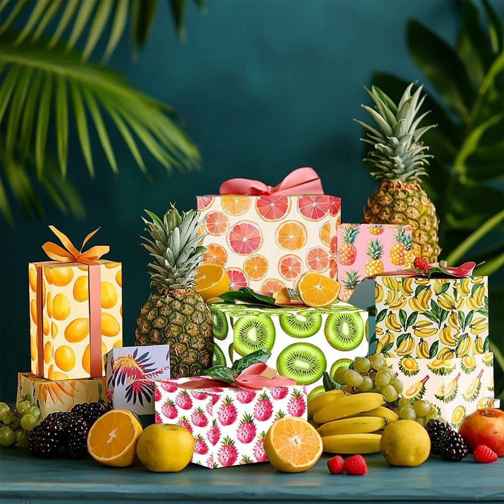 

24pcs Cartoon Summer Fruit Craft Paper Gift Packaging Paper Birthday Party Gift Supplies Style 1