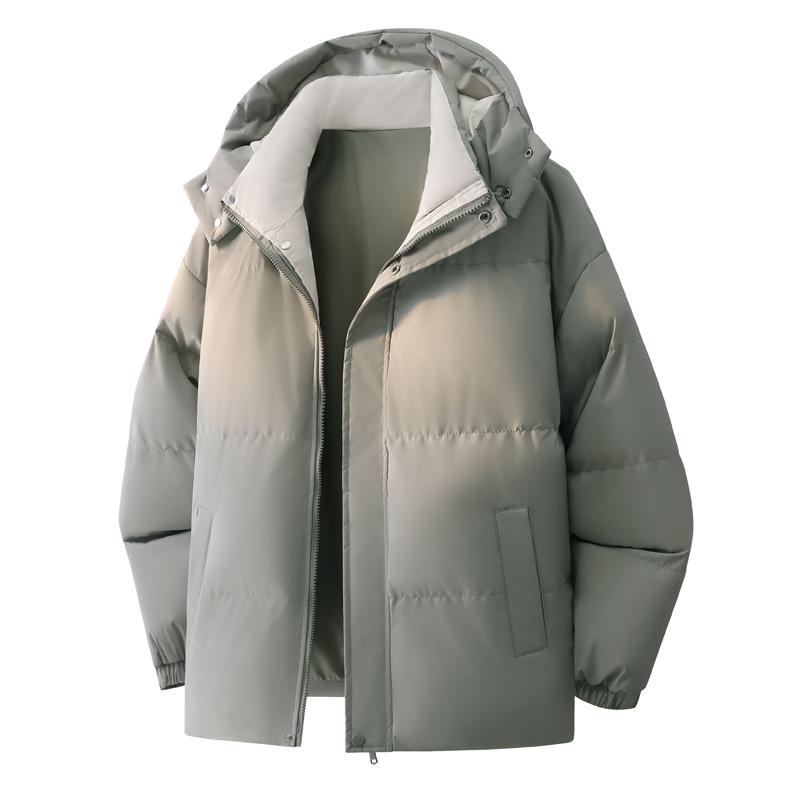 Detachable Hat with Plush Thick Cotton Jacket for Men, Winter Cotton Jacket for Men, Warm Cotton Jacket for Men, Hooded Jacket for Men