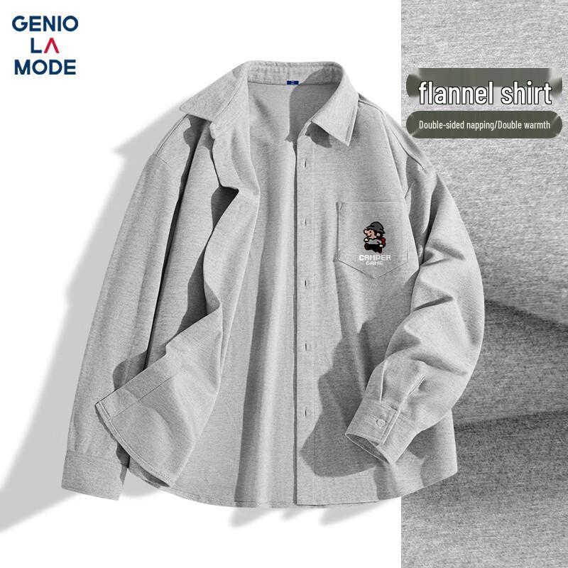 GENIOLAMODE Men s Flannel Long-Sleeve Casual Shirt 2XL