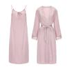 Women's Silky Jacquard Deep V Padded Cami Sleep Dress with Robe Lounge Set