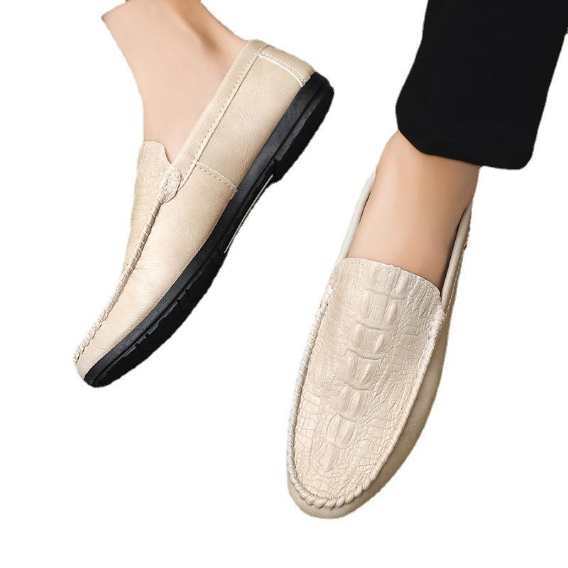 Yumuşak Deri Loafer Bere Ayakkabı Düğün Damat Erkek İş Yumuşak Tabanlı Resmi Ayakkabılar Günlük Düşük Üst Hafif Tek Pedal