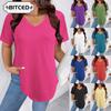 Women's Fashion Casual Solid Color Print Short Sleeve V Neck Blouses & Shirts