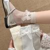 Summer Lightweight Stacked Socks for Children in Ballet Style, Featuring Lace, Bows and Flowing Ribbons, Without A Tube.