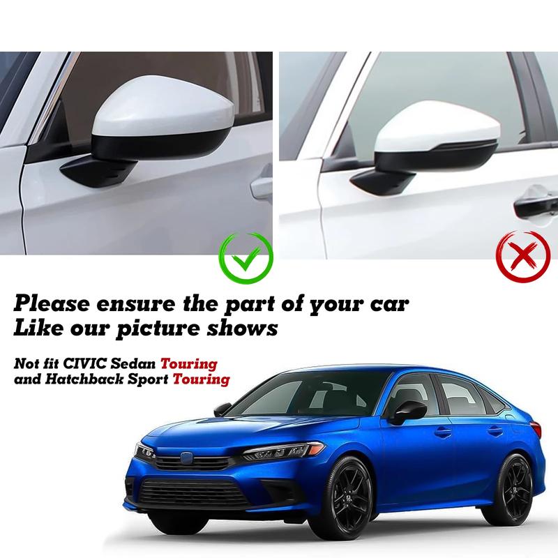 2pcs Carbon Fiber Pattern Rearview Side Mirror Cover Cap Cover Protector Molding Trims Decoration For Honda Civic 11th Gen 2022