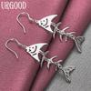 925 Sterling Silver Fish Pendant Earrings Wedding Jewelry
