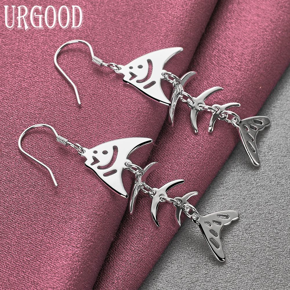 925 Sterling Silver Fish Pendant Earrings Wedding Jewelry