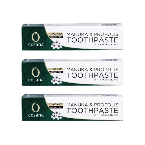 

Cosana Green Toothpaste, Propolis & Manuka Honey MGO400+, 100g x 3-Pack, Contains Manuka Oil, No Foaming Agents